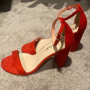 Lulus Red Suede Block Heel - Sz 7